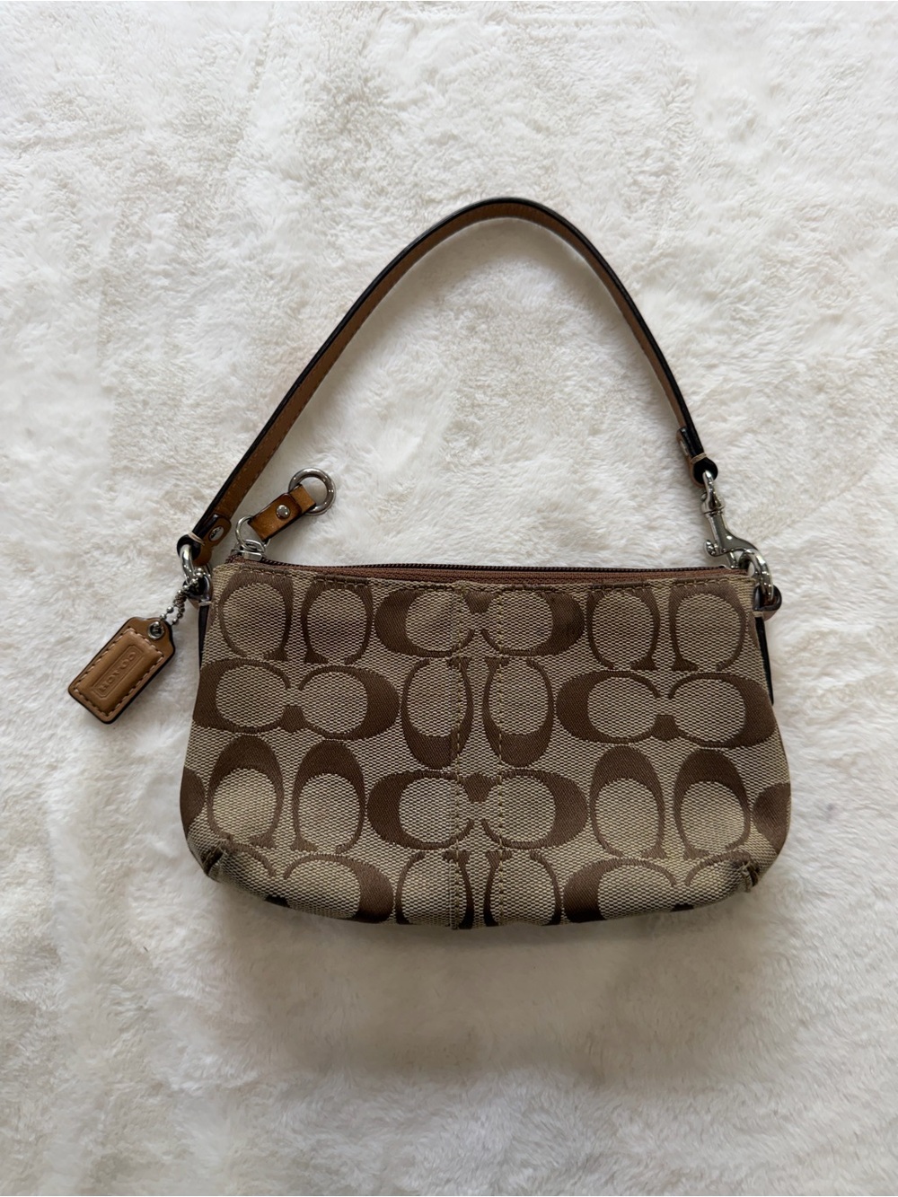 Y2K Coach Tan/Brown Canvas Convertible Mini Shoulder Bag